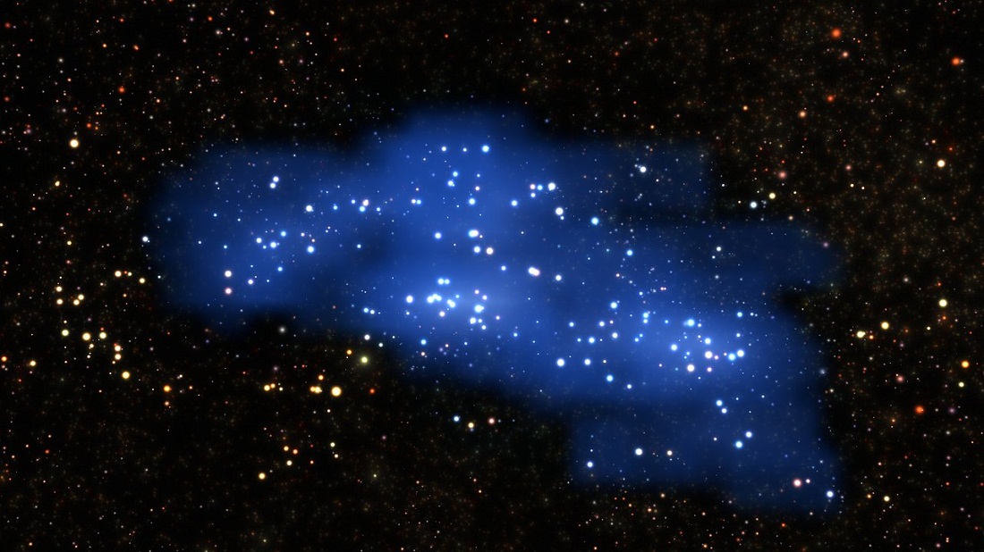 Científicos descubren gigantesco cúmulo de galaxias en el universo temprano.