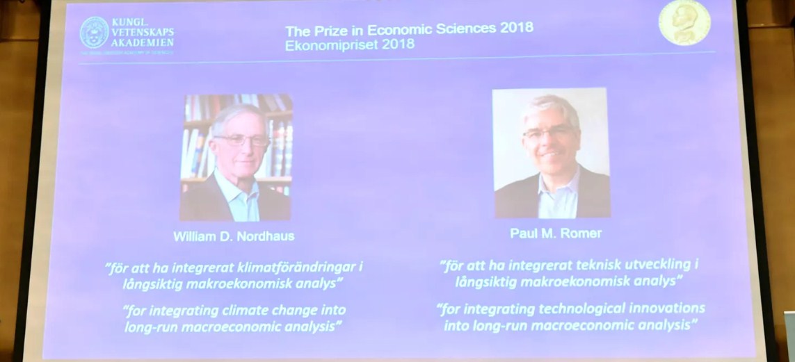 William D. Nordhaus y Paul M. Romer ganan el premio Nobel en Economía.