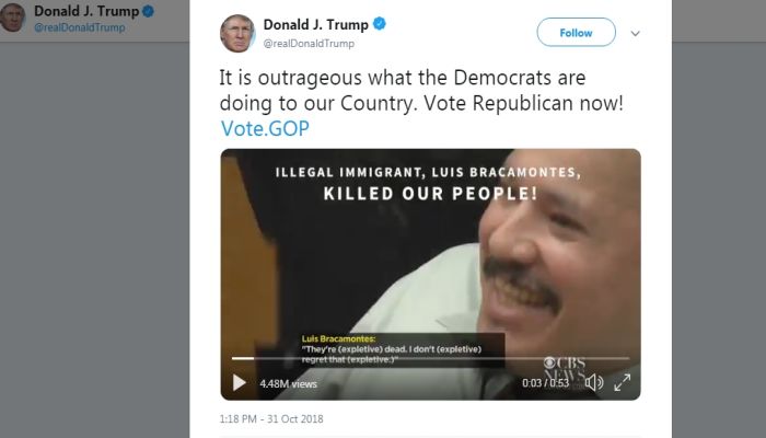 Demócratas y algunos republicanos atacaron anuncio racista de Trump en Twitter .