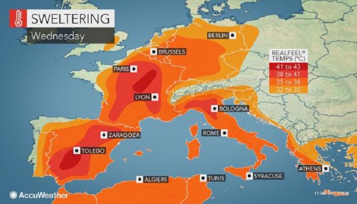 Ola de calor en Europa, París bate récord con 42.6C.